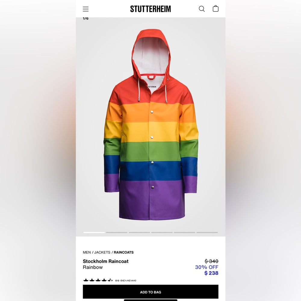Brand new stutterheim rain coat sz L